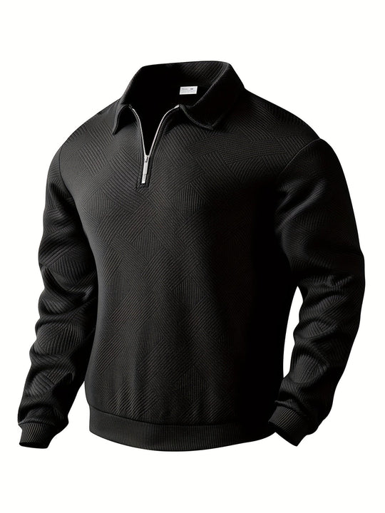 Ben – Vintage Zip-Up Pullover mit Geometrischem Design
