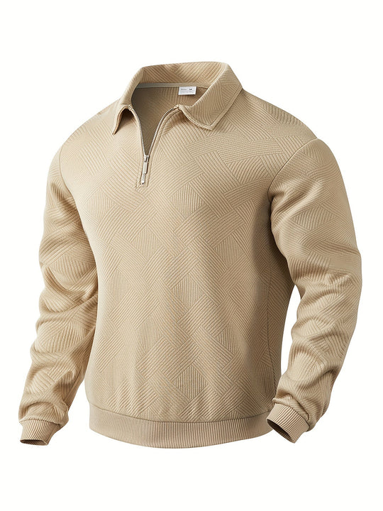 Ben – Vintage Zip-Up Pullover mit Geometrischem Design