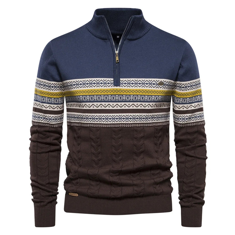 Florian | Fair Isle-Pullover mit halbem Reißverschluss