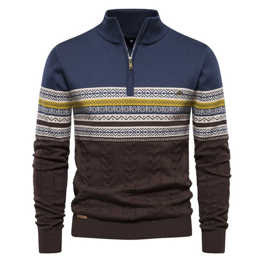 Florian | Fair Isle-Pullover mit halbem Reißverschluss
