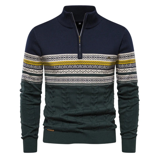 Florian | Fair Isle-Pullover mit halbem Reißverschluss