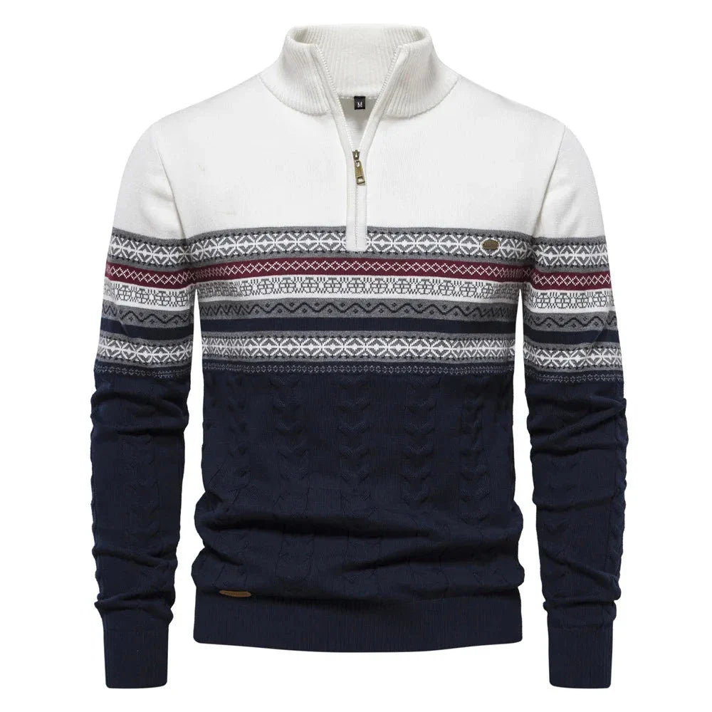 Florian | Fair Isle-Pullover mit halbem Reißverschluss