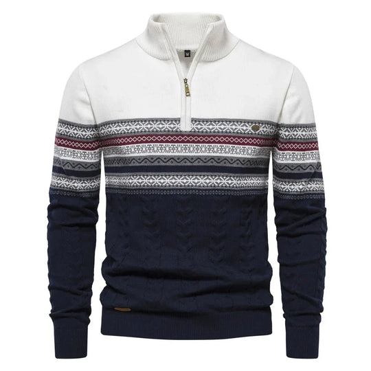 Florian | Fair Isle-Pullover mit halbem Reißverschluss
