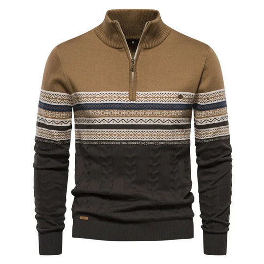 Florian | Fair Isle-Pullover mit halbem Reißverschluss