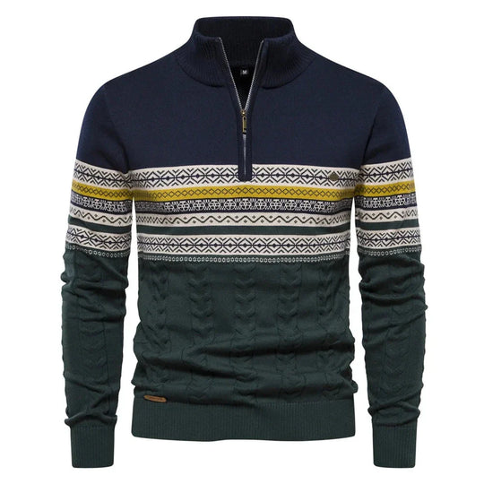 Florian | Fair Isle-Pullover mit halbem Reißverschluss