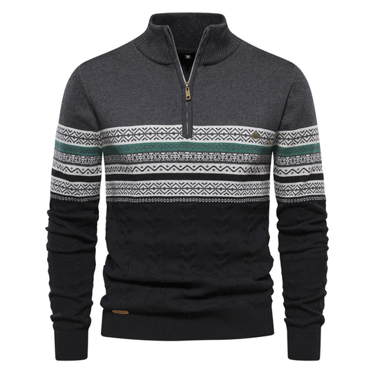 Florian | Fair Isle-Pullover mit halbem Reißverschluss